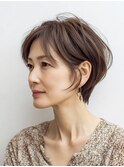40代50代60代/白髪ぼかしハイライトショートボブ