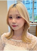 くびれレイヤーカットミディアムレイヤー顔周りカット韓国巻き