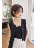 丸みショート小顔ショートボブシースルーバング艶髪美人透明感