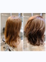 アンジュ ヘアー(Ange hair) 30代40代ピンクベージュミディアム