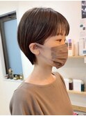 大人可愛い前髪ありひし形耳かけクールショートボブ20代30代40代
