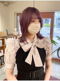 ピンクパープル＊ダブルカラー　ウルフカット　レイヤー　　奈良