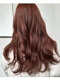 【ブリーチ無し赤系カラー】水素カラーで艶髪