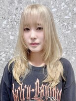 サンク 原宿 表参道(cinq) ハッシュカットミディアムレイヤーカットミルクティーベージュ