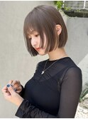 小顔外ハネボブダークアッシュ大人ガーリー似合わせカット