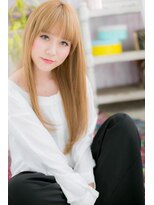 ミック ヘアアンドメイク アップ 駒込店(miq Hair&Make up)&nbsp;オレンジベージュ★外国人風シースルーバングストレートa1