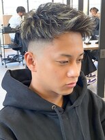 エルマーク(L-MARK) ハイライトメッシュメンズヘアツーブロックマッシュブリーチ