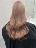 5834ニュアンスカラーホワイトピンク波巻きミルクティーピンク