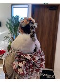 成人式　ポニーテール編みおろし三つ編み褒められる♪