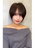 大人可愛い20代30代40代黒髪前下がりショートボブ丸みショート◎