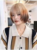 顔周りレイヤー小顔ミディアム前髪カット_F1164