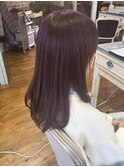 レイヤーカット×ピンクブラウン
