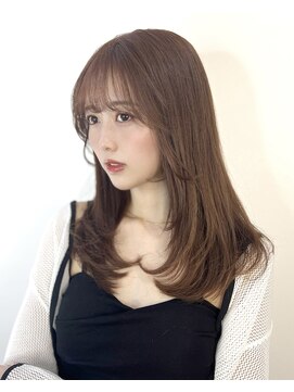 ディジョン 自由ヶ丘(Dijon) 韓国顔まわりレイヤーカットグレージュオリーブベージュブラウン