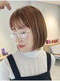 お洒落ミニボブ/アプリコットオレンジ/コンパクトボブ/