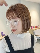 Helia 木曽川 髪質改善/縮毛矯正/白髪ぼかし【ヘリア】【10/2OPEN(予定)】&nbsp;お洒落ミニボブ/アプリコットオレンジ/コンパクトボブ/