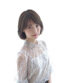 大人可愛い20代30代40代小顔ショートボブ前下がり丸みボブ