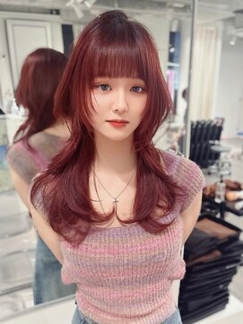 ラルムバイシー 新宿(LARME by Sea) ボルドーカラー×レイヤーカット(新宿/ワンホン/ハイレイヤー)