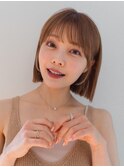 前髪あり　大人カジュアル切りっぱなしボブ　イメチェン　銀座