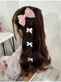 三つ編みハーフツイン