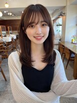 ガーデン 渋谷(GARDEN)&nbsp;黒髪ボブルフネビージュワンレンくびレイヤーミディアムヘア