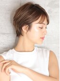 40代50代小顔黒髪ネビージュボブルフワンレン前髪ありショート