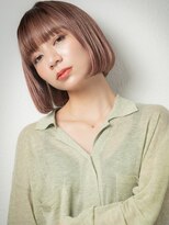 モッズヘア 越谷(mod's hair) ワイドバングオレンジベージュ切りっぱなしボブu越谷20代30代