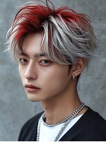 メンズオリノ 西田辺 阿倍野(men's olino)&nbsp;men'sセンターパート ２トーンカラー　ストリート