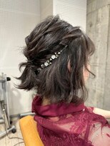 ヘアーアンドメイク ファット(Hair&Make PHAT)&nbsp;ヘアセットお呼ばれ結婚式二次会大人可愛いハーフアップボブ