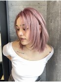 ケアブリーチ/ブリーチ1回/アッシュピンク/レイヤーカット
