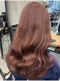 ピンクベージュ_ダブルカラー__ケアブリーチ_透明感カラー