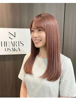 ハーツオオサカ(HE:ARTS OSAKA)&nbsp;韓国髪質改善艶カラー長めストレートヘア韓国ロング韓国ヘア