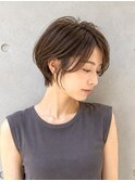 (ICY土屋)ショートヘアショートボブ前髪なし長めショート