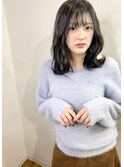 Saphir☆ネイビーカラーミディアム毛先パーマ「似合わせカット」