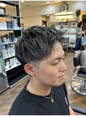 ホワイトメッシュアップバング