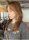 【あきら】セミロングハッシュカットレイヤーカットベージュ