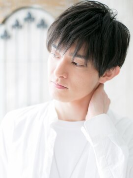 モッズヘア メン 新所沢店(mod's hair men) 30代40代ブラック斜めバング伸ばしかけメンズショートc新所沢