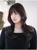 ロングくびれヘア韓国ヘア顔周りレイヤー_F30487