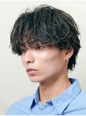 天神メンズパーマルーズパーマシャドウパーマッシュウルフゆるめ