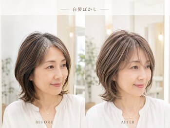 ウルア 吉祥寺店(ULUA)の写真/《吉祥寺駅》大人女性必見"脱白髪染め"★ハイライトを入れた白髪ぼかしで洗練された艶カラーに♪