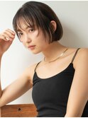 ぷつんとミニボブ顔周りレイヤーきりっぱなしブラウン