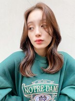 くびれヘアアプリコットオレンジ夏ヘアハイライトカラー