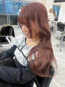 ランテルディ 渋谷(LANTERDIT) ピンクベージュ ミルクティー コテ巻きアレンジ 顔周りカット