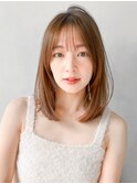 ★大人可愛い小顔カットモテ髪斜めバング艶感デジタルパーマ