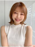 前髪 外ハネボブ くびれヘア  アプリコットオレンジ"