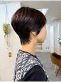 大人ショートボブ/ハンサムショート/前髪なし/30代40代50代