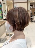 白髪カバー◎絶壁カバー◎大人可愛いハイライトショートボブ