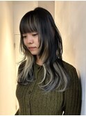 福井ハイレイヤー韓国ハッシュカットインナーホワイトベージュ