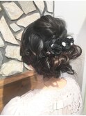 裏編み込みシニョンアップ☆結婚式セットや浴衣セットに人気☆