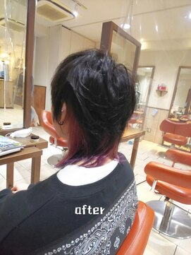 ネオリーブチノ 登戸店(Neolive cino) インナーカラー ピンクとパープル メンズウルフ