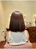 暖色系ロングボブスタイル ベージュピンク/30代